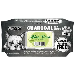 Absorb Plus Charcoal Aloe Vera Pet Wipes 80 Pack^^^