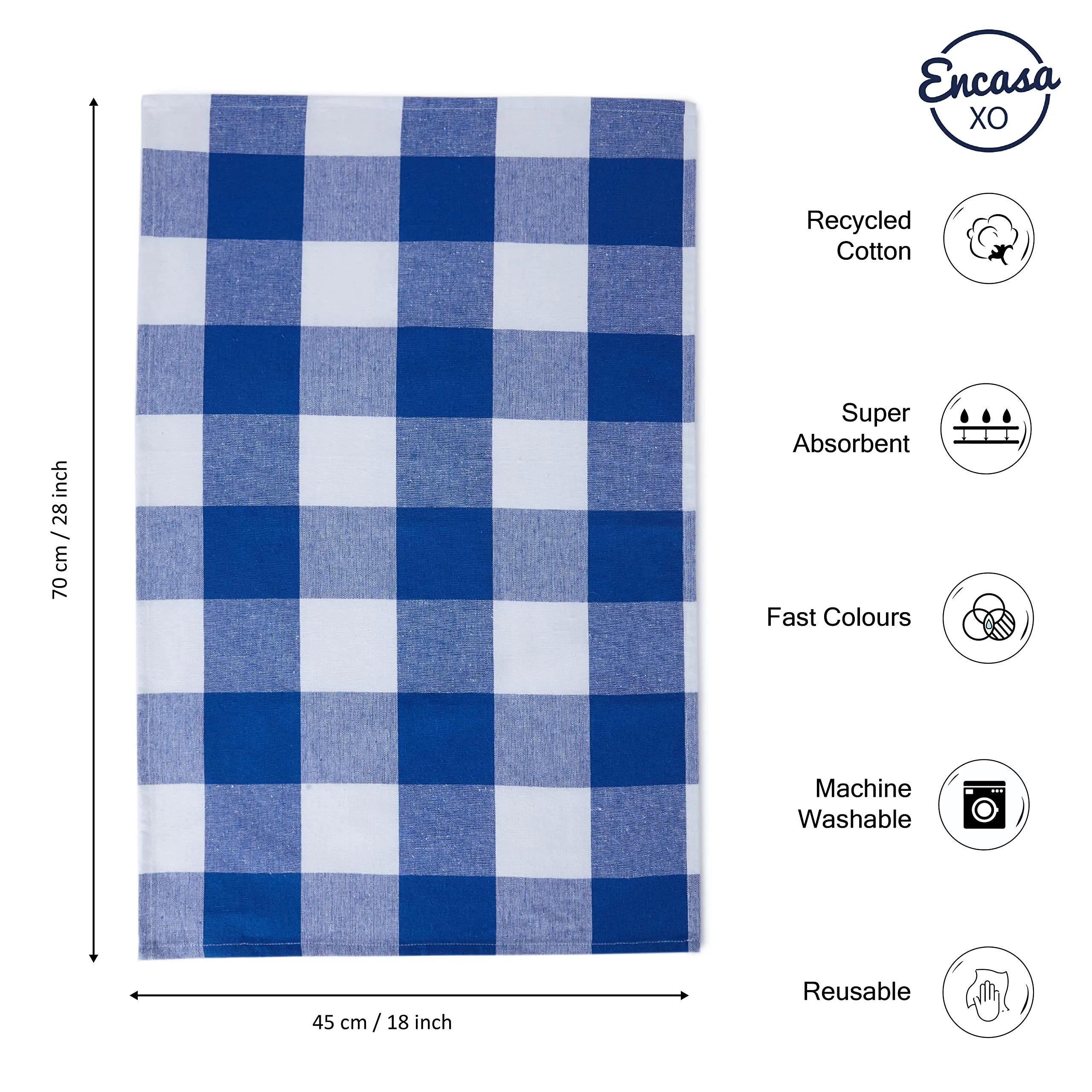 Encasa Homes Anti-Bacterial Kitchen Dish Towels X-Large 18 x 28 inch (12pc Set Waffle, Stripe, Check) Eco-Friendly Cotton, Highly Absorbent Teatowel for Quick Cleaning, Drying Plates & Glasses - Grey