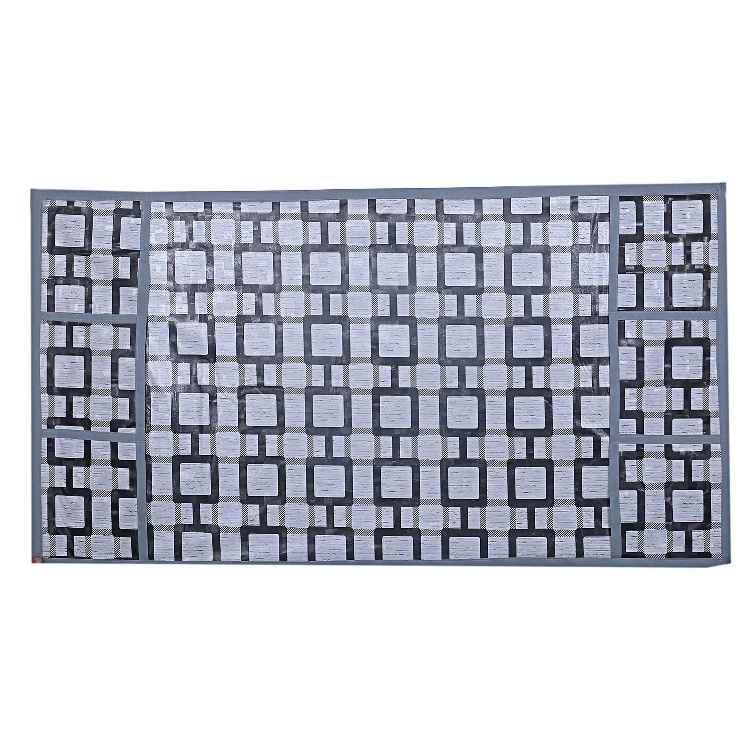 Kuber Industries Checked Design Combo PVC 3 Pieces Fridge Mats, 2 Piece Handle Cover and 1 Piece Fridge Top Cover(Grey)