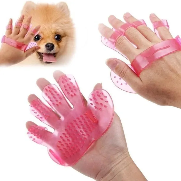 Rubber Pet Cleaning Massaging Grooming Glove Brush - H00533