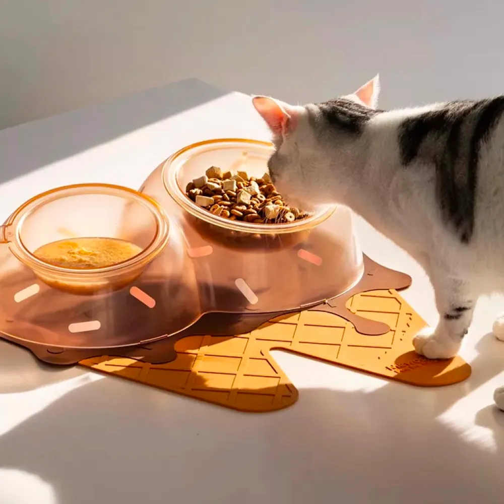 Talking Dog Club Kiwi Ice Cream Bowl for Cats (Green)