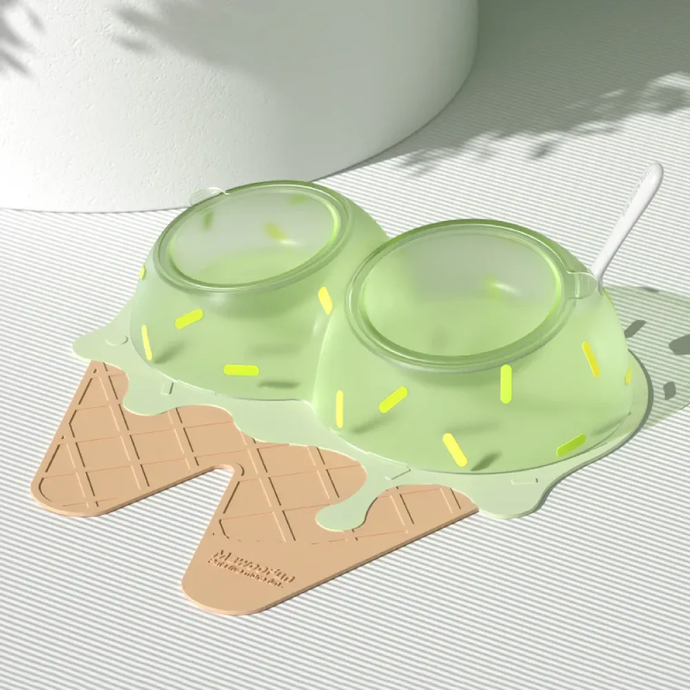 Talking Dog Club Kiwi Ice Cream Bowl for Cats (Green)