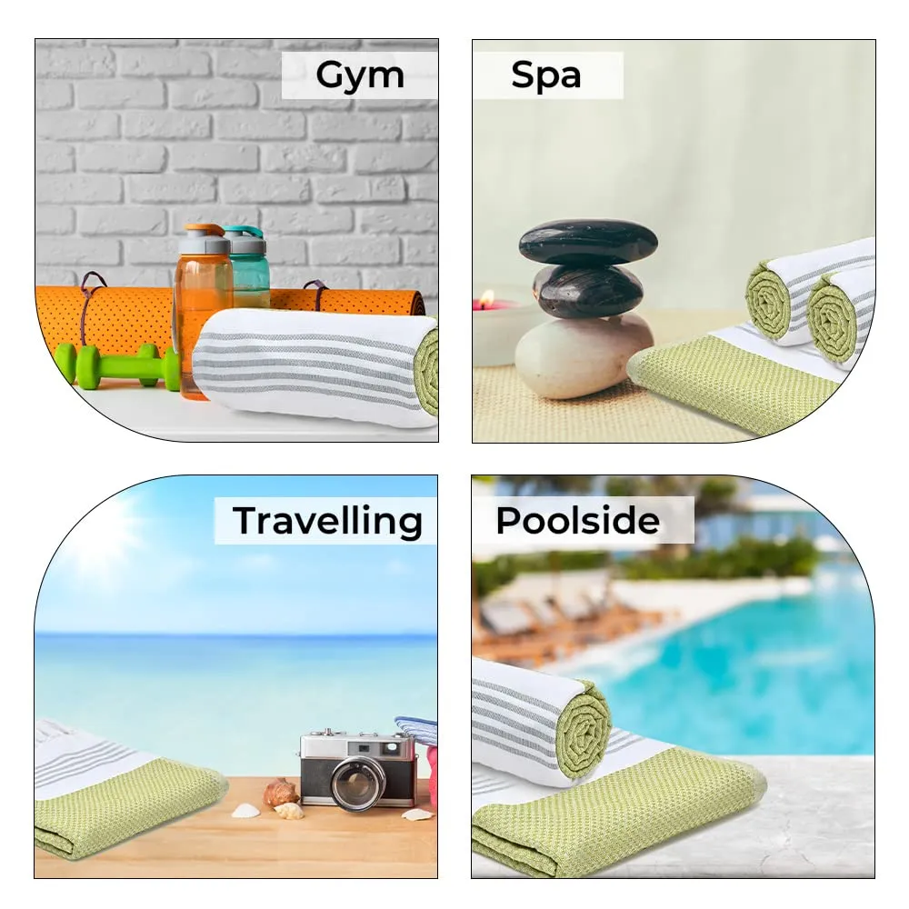The Better Home 100% Cotton Turkish Bath Towel | Quick Drying Cotton Towel | Light Weight, Soft & Absorbent Turkish Towel (Pack of 6, Green)